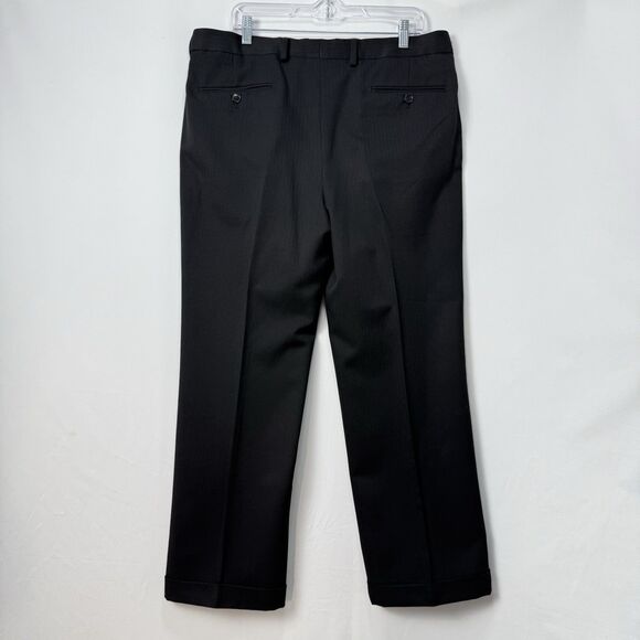 Paul Frederick Men’s 36x28 Black Pleated Dress Pants Cuffed Extended Waist - Picture 4 of 15